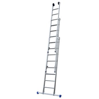 Maxall Driedelige ladder 3x9 Maxall recht met stabiliteitsbalk | werkhoogte 6,5 m.