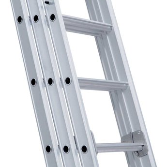 Maxall Driedelige ladder 3x10 Maxall recht met stabiliteitsbalk | werkhoogte 7,25 m.