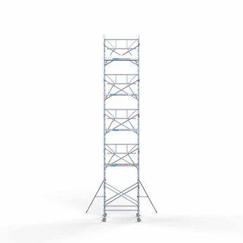 Euroscaffold Rolsteiger Professional Voorloopleuning Enkel 135 x 190 x 11,2 meter werkhoogte met lichtgewicht platform