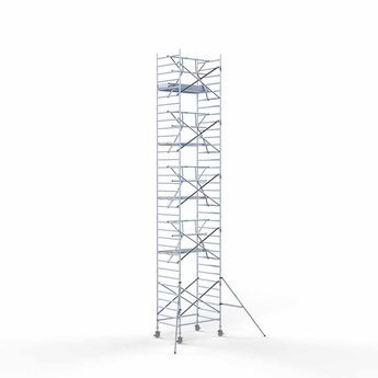 Euroscaffold Rolsteiger Voorloopleuning Enkel 135 x 190 x 11,2 meter werkhoogte met lichtgewicht platform