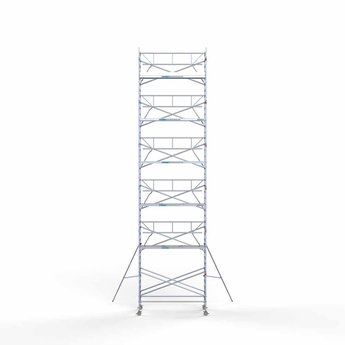 Euroscaffold Rolsteiger met enkele voorloopleuning 135 x 305 x 13,2 meter werkhoogte met lichtgewicht platform