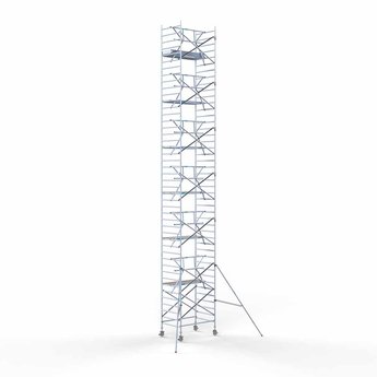 Euroscaffold Rolsteiger Professional Voorloopleuning Enkel 135 x 190 x 14,2 meter werkhoogte met lichtgewicht platform