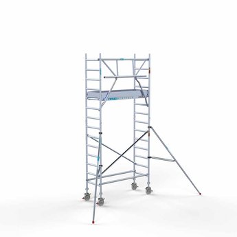 Euroscaffold Steigeraanhanger 250 + Rolsteiger Professional Voorloopleuning enkel 75 x 190 x 5,2 meter werkhoogte