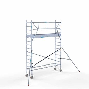 Euroscaffold Steigeraanhanger 305 + Rolsteiger Professional Voorloopleuning Enkel 75 x 305 x 5,2 meter werkhoogte