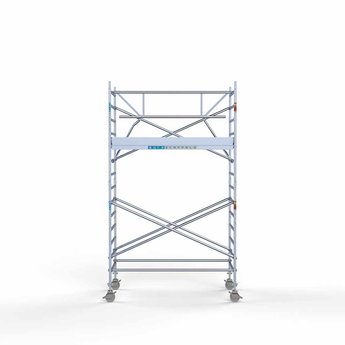 Euroscaffold Steigeraanhanger 250 + Rolsteiger Professional Voorloopleuning Enkel 135 x 250 x 5,2 meter werkhoogte