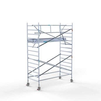 Euroscaffold Steigeraanhanger 305 + Rolsteiger Professional Voorloopleuning Enkel 135 x 305 x 5,2 meter werkhoogte