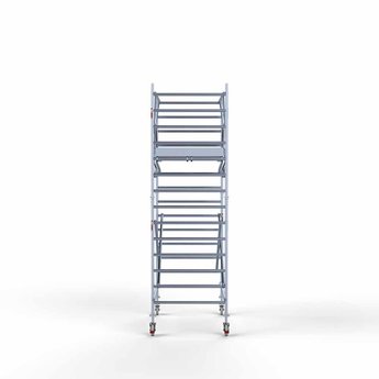 Euroscaffold Steigeraanhanger 250 + Rolsteiger Professional Voorloopleuning Dubbel 135 x 190 x 5,2 meter werkhoogte