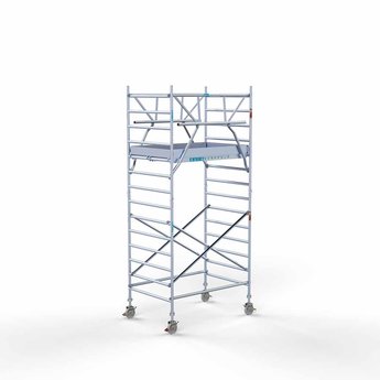 Euroscaffold Steigeraanhanger 250 + Rolsteiger Professional Voorloopleuning Dubbel 135 x 190 x 5,2 meter werkhoogte