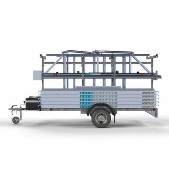 Euroscaffold Steigeraanhanger 305 + Rolsteiger Professional Voorloopleuning Dubbel 135 x 305 x 5,2 meter werkhoogte