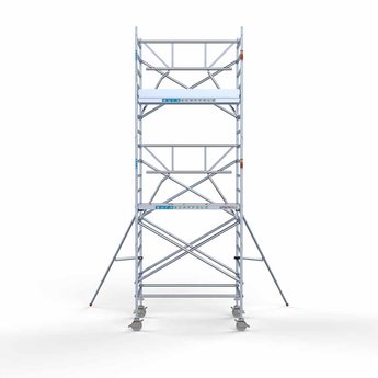 Euroscaffold Steigeraanhanger 250 + Rolsteiger Professional Voorloopleuning Enkel 135 x 190 x 6,2 meter werkhoogte