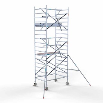 Euroscaffold Steigeraanhanger 250 + Rolsteiger Professional Voorloopleuning Enkel 135 x 190 x 6,2 meter werkhoogte