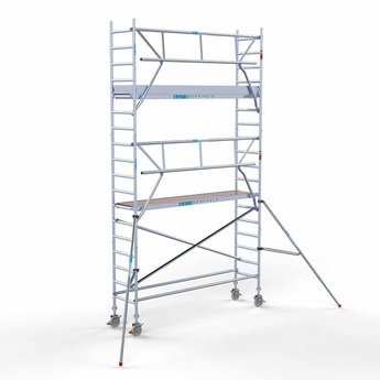 Euroscaffold Steigeraanhanger 305 + Rolsteiger Professional Voorloopleuning Enkel 75 x 305 x 6,2 meter werkhoogte