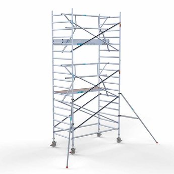 Euroscaffold Steigeraanhanger 250 + Rolsteiger Professional Voorloopleuning Enkel 135 x 250 x 6,2 meter werkhoogte