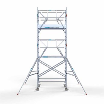 Euroscaffold Steigeraanhanger 250 + Rolsteiger Professional Voorloopleuning Dubbel 135 x 190 x 6,2 meter werkhoogte
