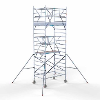 Euroscaffold Steigeraanhanger 250 + Rolsteiger Professional Voorloopleuning Dubbel 135 x 190 x 6,2 meter werkhoogte
