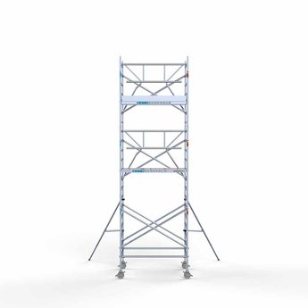 Euroscaffold Steigeraanhanger 250 + Rolsteiger Professional Voorloopleuning Enkel 135 x 190 x 7,2 meter werkhoogte