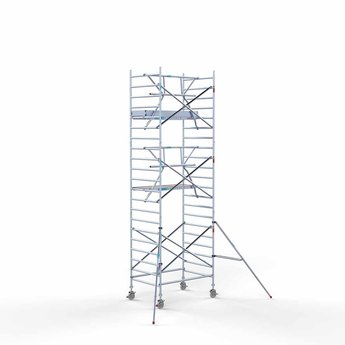 Euroscaffold Steigeraanhanger 250 + Rolsteiger Professional Voorloopleuning Enkel 135 x 190 x 7,2 meter werkhoogte