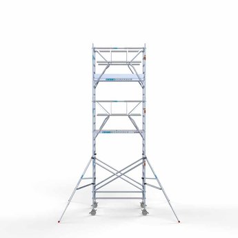 Euroscaffold Steigeraanhanger 250 + Rolsteiger Professional Voorloopleuning Dubbel 135 x 190 x 7,2 meter werkhoogte