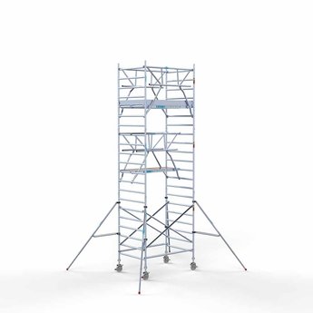 Euroscaffold Steigeraanhanger 250 + Rolsteiger Professional Voorloopleuning Dubbel 135 x 190 x 7,2 meter werkhoogte