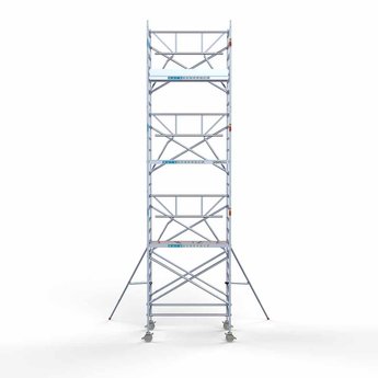 Euroscaffold Steigeraanhanger 250 + Rolsteiger Professional Voorloopleuning Enkel 135 x 190 x 8,2 meter werkhoogte