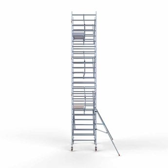 Euroscaffold Steigeraanhanger 250 + Rolsteiger Professional Voorloopleuning Enkel 135 x 190 x 8,2 meter werkhoogte