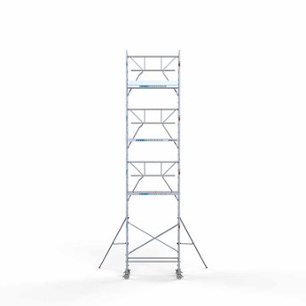 Euroscaffold Steigeraanhanger 250 + Rolsteiger Professional Voorloopleuning Enkel 75 x 190 x 9,2 meter werkhoogte