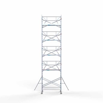 Euroscaffold Steigeraanhanger 250 + Rolsteiger Professional Voorloopleuning Enkel 135 x 250 x 11,2 meter werkhoogte