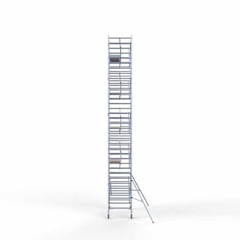 Euroscaffold Steigeraanhanger 250 + Rolsteiger Professional Voorloopleuning Enkel 135 x 250 x 11,2 meter werkhoogte