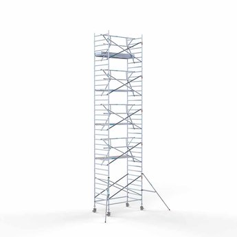 Euroscaffold Steigeraanhanger 250 + Rolsteiger Professional Voorloopleuning Enkel 135 x 250 x 11,2 meter werkhoogte