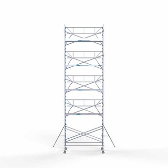 Euroscaffold Steigeraanhanger 305 + Rolsteiger Professional Voorloopleuning Enkel 135 x 305 x 11,2 meter werkhoogte