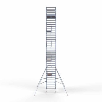 Euroscaffold Steigeraanhanger 250 + Rolsteiger Professional Voorloopleuning Dubbel 135 x 250 x 12,2 meter werkhoogte
