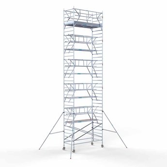 Euroscaffold Steigeraanhanger 305 + Rolsteiger Professional Voorloopleuning Dubbel 135 x 305 x 12,2 meter werkhoogte