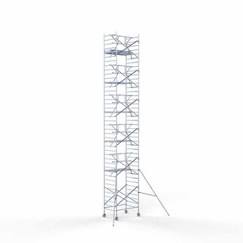 Euroscaffold Steigeraanhanger 250 + Rolsteiger Professional Voorloopleuning Enkel 135 x 190 x 13,2 meter werkhoogte