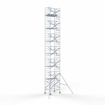 Euroscaffold Steigeraanhanger 250 + Rolsteiger Professional Voorloopleuning Enkel 135 x 190 x 14,2 meter werkhoogte