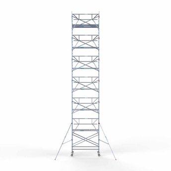 Euroscaffold Steigeraanhanger 250 + Rolsteiger Professional Voorloopleuning Enkel 135 x 250 x 14,2 meter werkhoogte