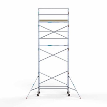 Euroscaffold Steigeraanhanger afsluitbaar 250 + Rolsteiger Basis 90 x 250 x 8,2 meter werkhoogte