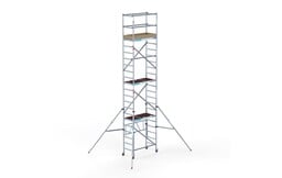 Euroscaffold Steiger Compact werkhoogte 7,8 meter (module 1+2+3+4) Met Verstelbare Wielen