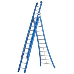 DAS 3 delige ladder 3x12 treden (blauw gecoat)