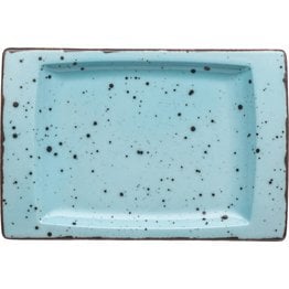 Porzellanserie "Granja" aqua Platte flach eckig, 18 x 12 cm
