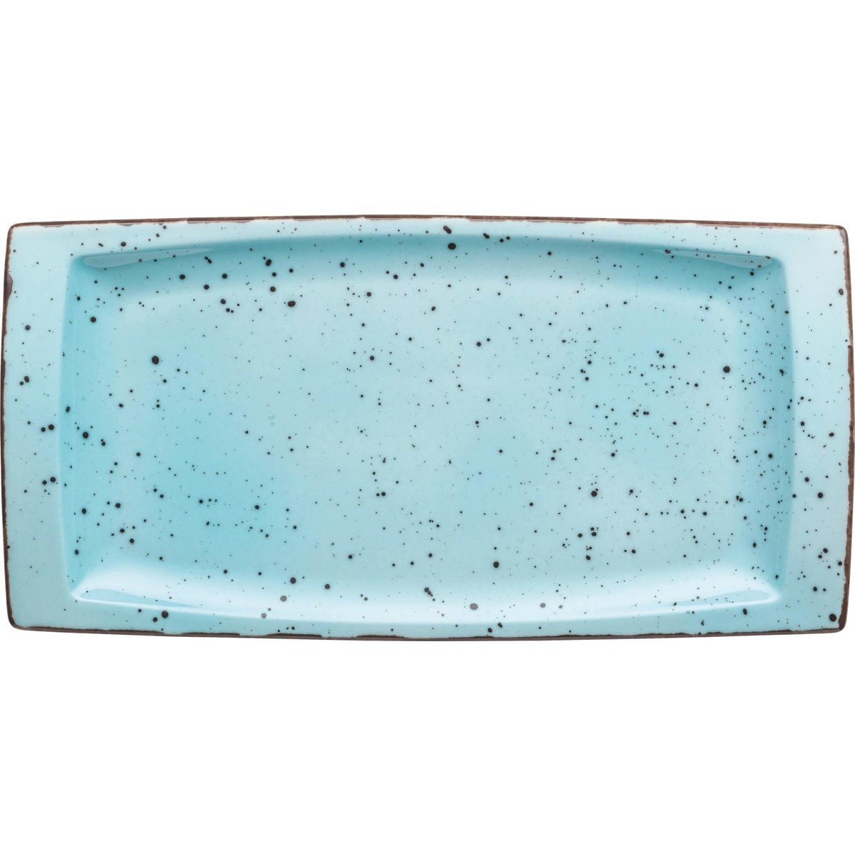 Porzellanserie "Granja" aqua Platte flach eckig, 18 x 36 cm