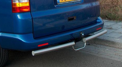 Rearbar RVS gepolijst Volkswagen Caddy Maxi vanaf 2010 uitvoering met trekhaak