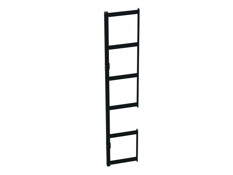 Zwarte duplex ladder 180 graden montage op deur Opel Movano vanaf 2021 H1 rechterzijde