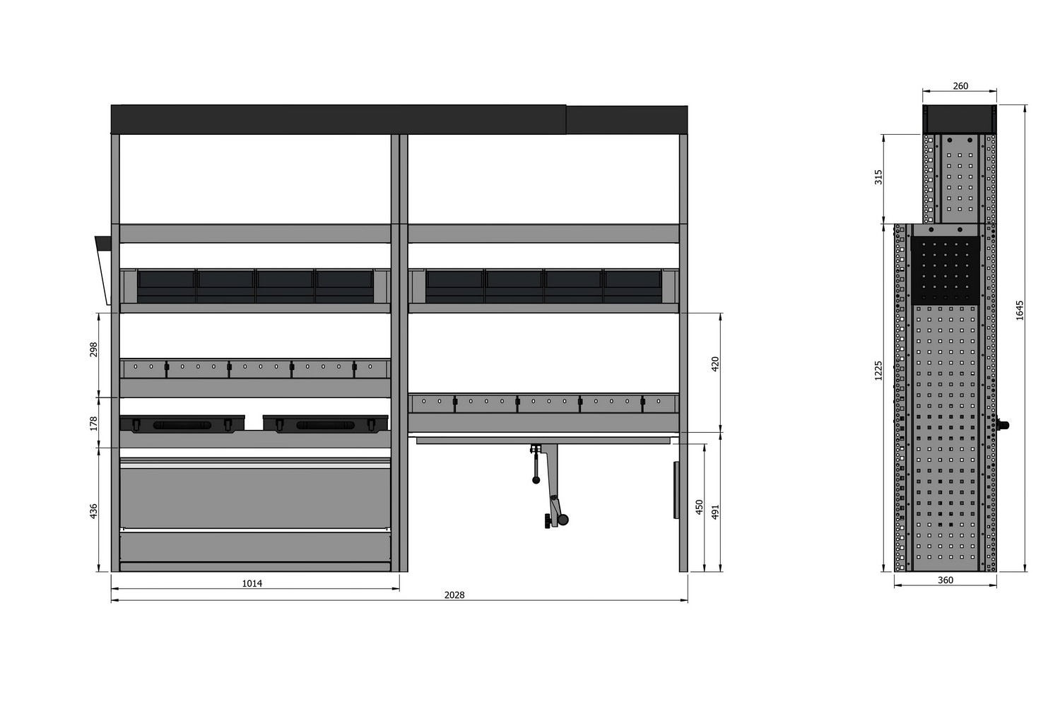 Mercedes Kastinrichting Mercedes Sprinter vanaf 2018 Premium 2028 mm