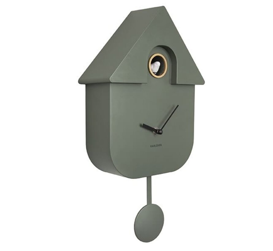 Wall Clock Modern Cuckoo Jungle Green