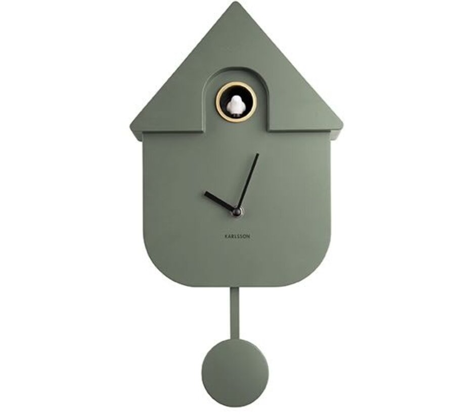 Wall Clock Modern Cuckoo Jungle Green