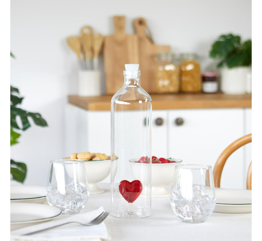 Waterfles met Rood Hart 1,2 Liter – Balvi Atlantis Love Bottle