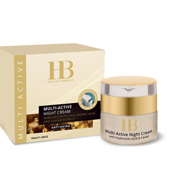 HB Dead Sea Minerals Multi-Active Nachtcrème met Hyaluronzuur & Kaviaarextract