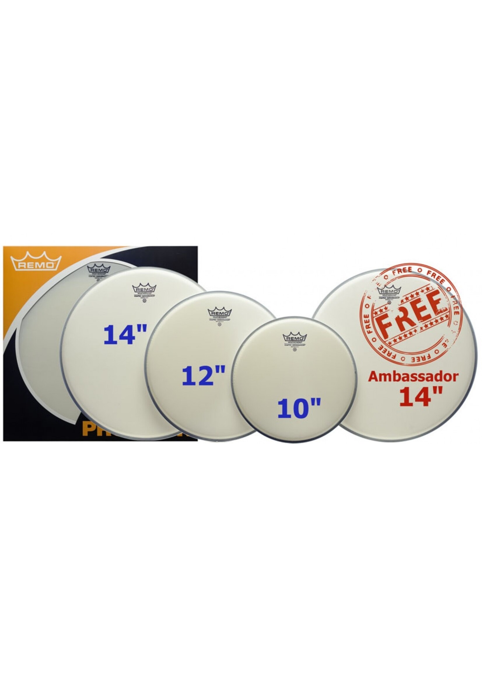Remo Remo PP-0110-BA / ProPack (10", 12", 14" Ambassador ruw wit