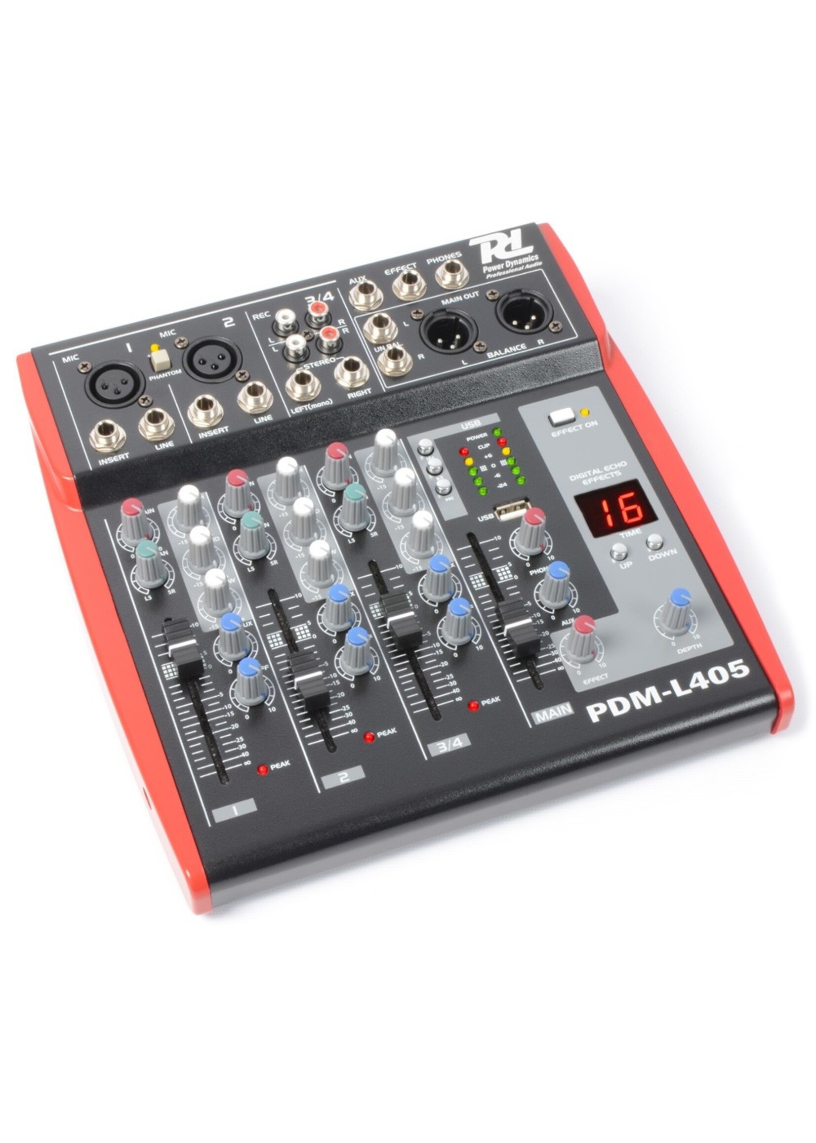 Power Dynamics Power Dynamics PDM-L405 Muziek Mixer 4-Kanaals MP3/ECHO