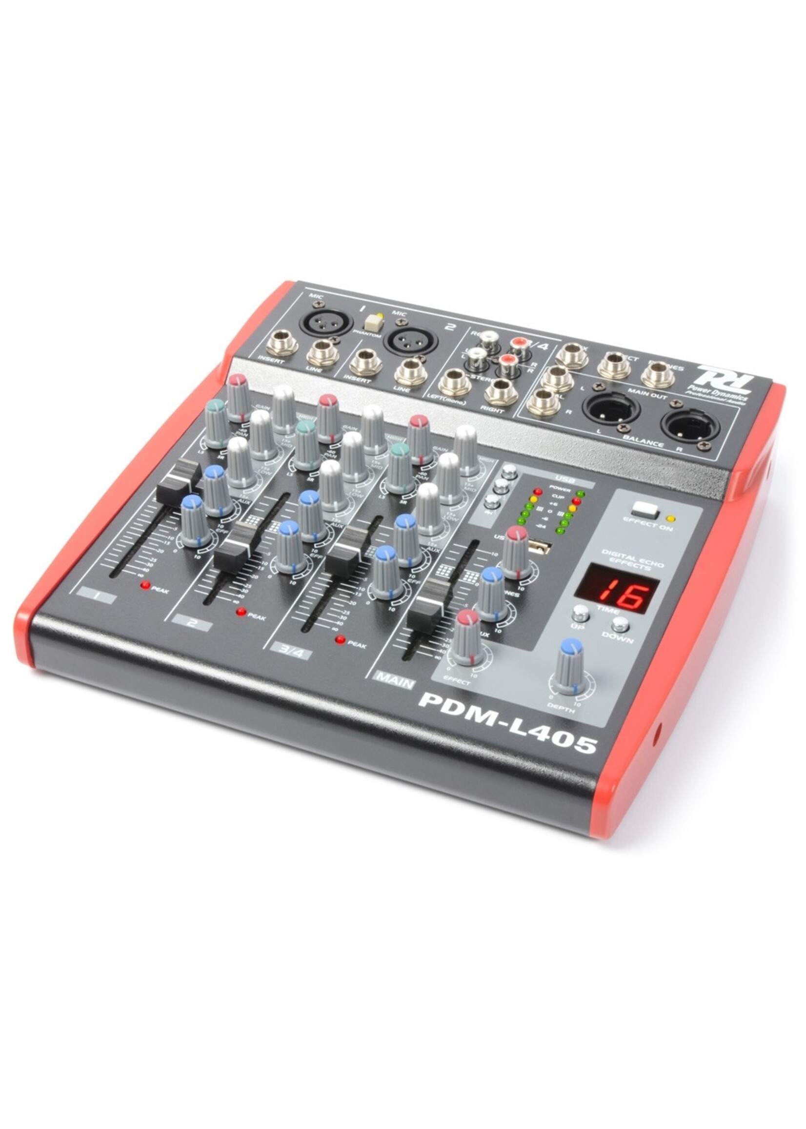 Power Dynamics Power Dynamics PDM-L405 Muziek Mixer 4-Kanaals MP3/ECHO